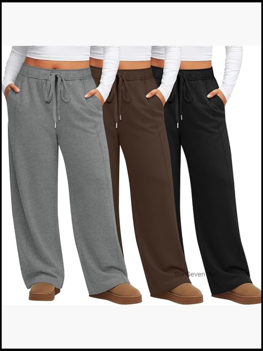 Women's Plus Size Wide Leg Pants Double Side Seams High Waist Lounge Yoga